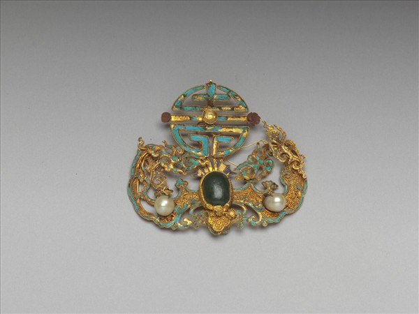 金點翠嵌珠寶福壽面簪