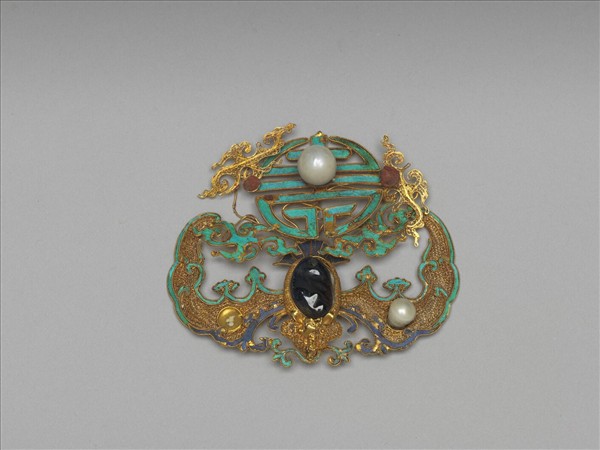 金點翠嵌珠寶福壽面簪