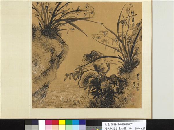 明人祝壽書畫合璧　冊　春雨芝蘭