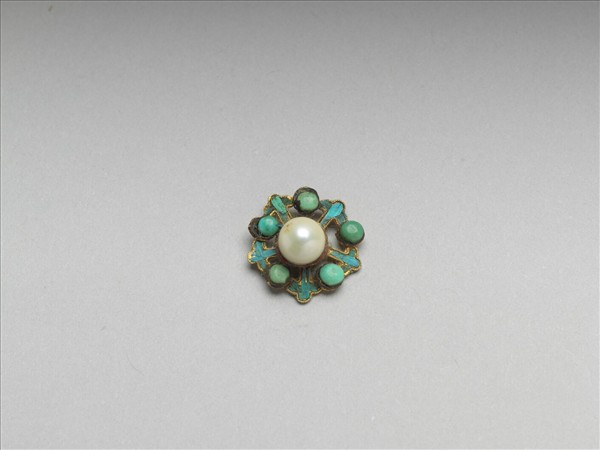 金鑲松石梅花飾件