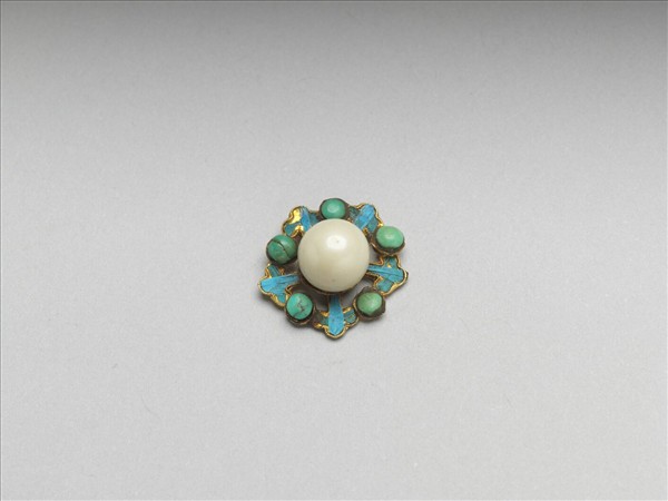 金鑲松石梅花飾件