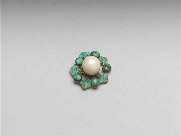 金鑲松石梅花飾件