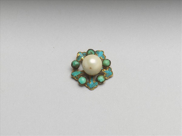 金鑲松石梅花飾件