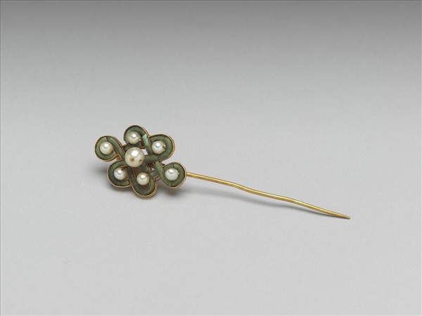 金鑲松石盤長簪