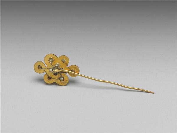 金鑲松石盤長簪