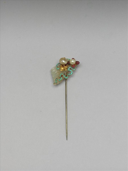 嵌玉艾葉蜘蛛簪