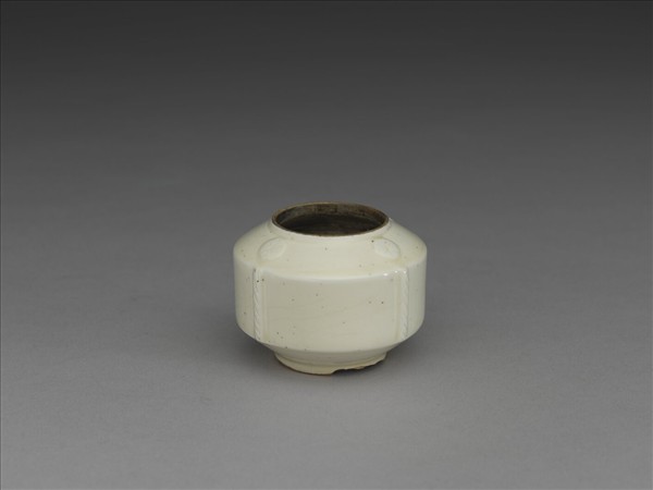 彭窯 牙白繩紋罐