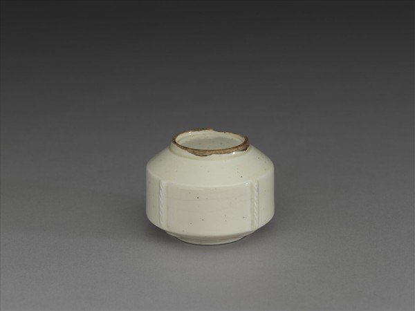 彭窯 牙白繩紋罐