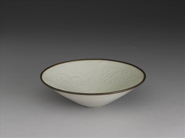 景德鎮窯系 印花鸞鳳笠式碗