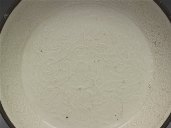 定窯 印花雙螭盤