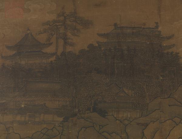 宋人松巖仙館　軸