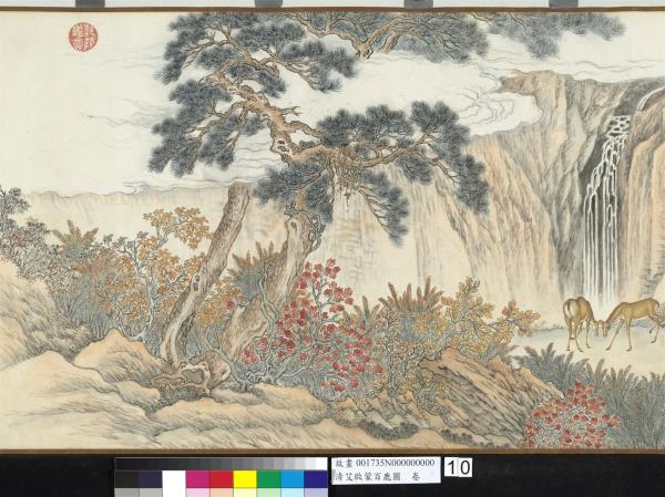 清艾啟蒙百鹿圖　卷