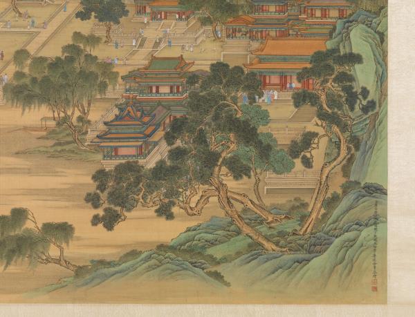 清唐岱孫祜沈源周鯤丁觀鵬等畫院本新豐圖　軸