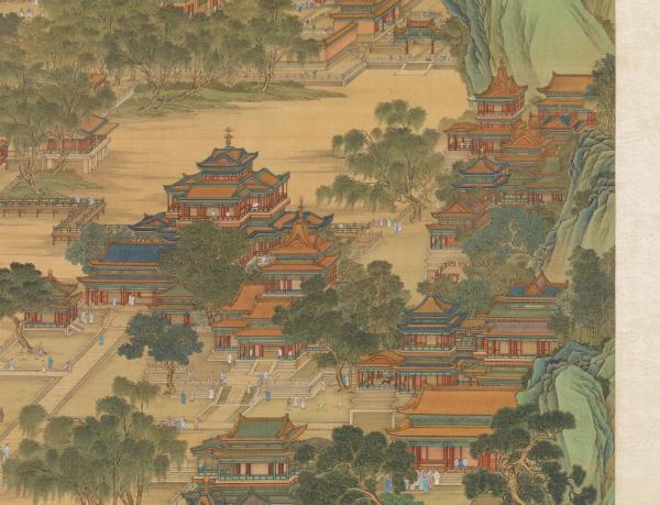 清唐岱孫祜沈源周鯤丁觀鵬等畫院本新豐圖　軸