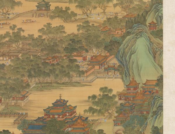 清唐岱孫祜沈源周鯤丁觀鵬等畫院本新豐圖　軸