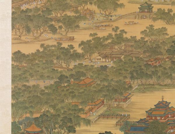 清唐岱孫祜沈源周鯤丁觀鵬等畫院本新豐圖　軸