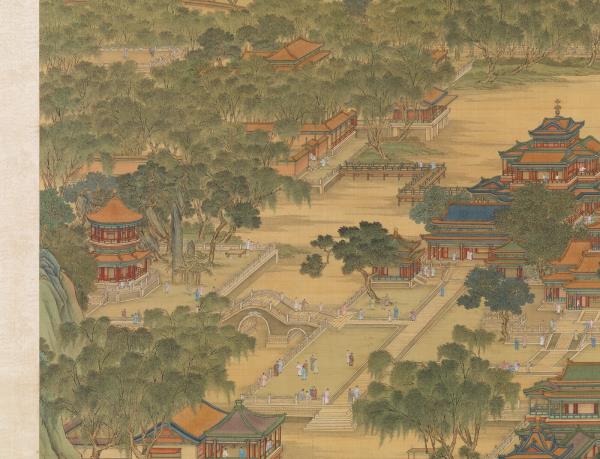 清唐岱孫祜沈源周鯤丁觀鵬等畫院本新豐圖　軸