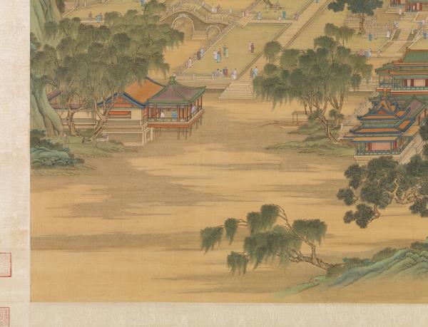 清唐岱孫祜沈源周鯤丁觀鵬等畫院本新豐圖　軸