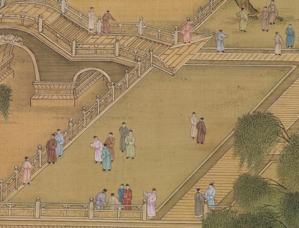 清唐岱孫祜沈源周鯤丁觀鵬等畫院本新豐圖　軸