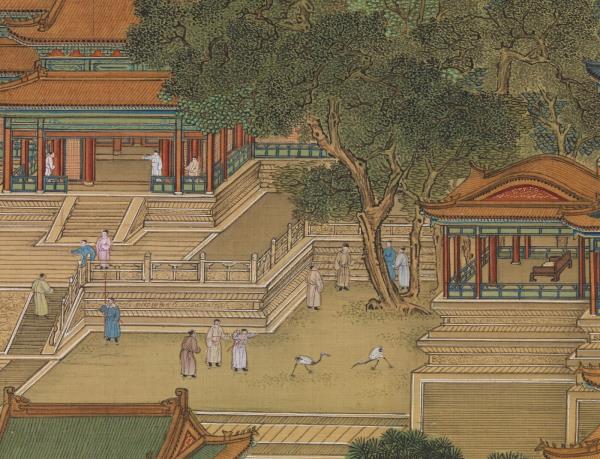 清唐岱孫祜沈源周鯤丁觀鵬等畫院本新豐圖　軸