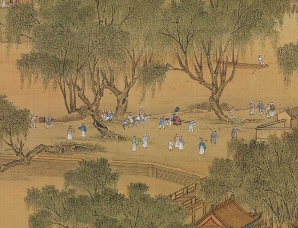 清唐岱孫祜沈源周鯤丁觀鵬等畫院本新豐圖　軸