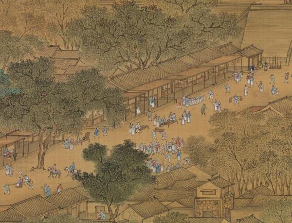 清唐岱孫祜沈源周鯤丁觀鵬等畫院本新豐圖　軸