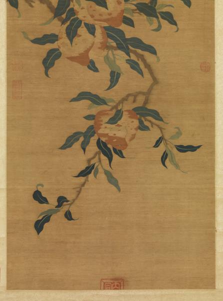 宋緙絲蟠桃獻壽圖　軸