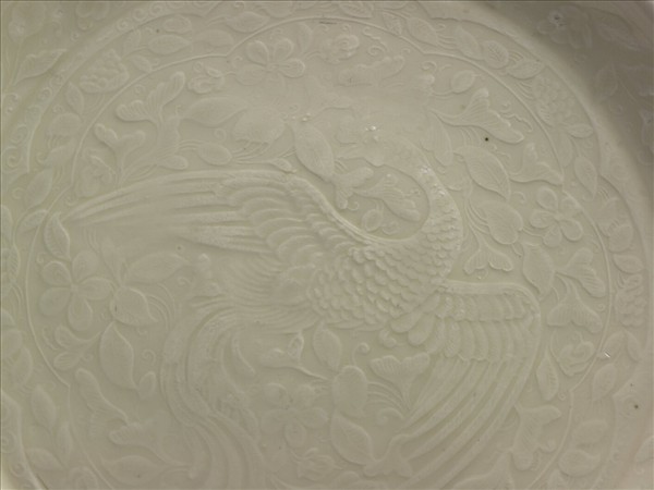 定窯 印花舞鳳紋折沿盤