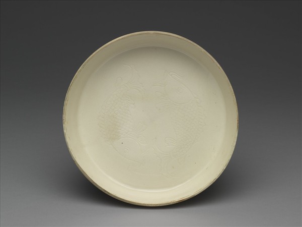 白瓷劃花雙魚紋洗