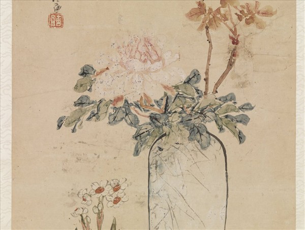 清居廉花卉　軸