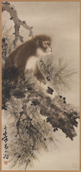 民國高奇峰畫猿　軸