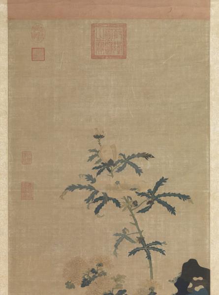 明織崔白花卉　軸