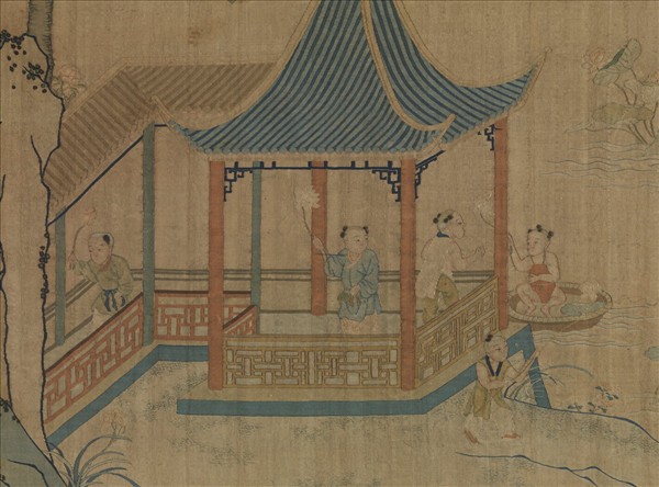 明緙絲戲嬰圖　軸