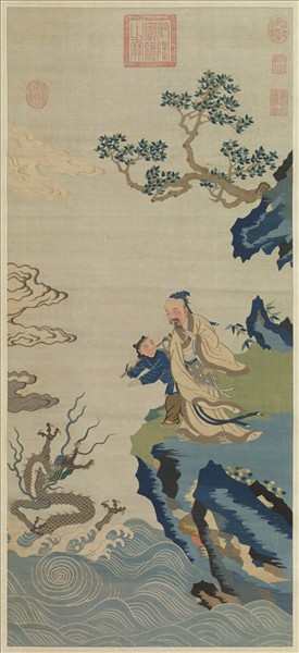 明緙絲竹杖化龍圖　軸