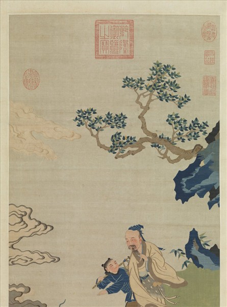 明緙絲竹杖化龍圖　軸