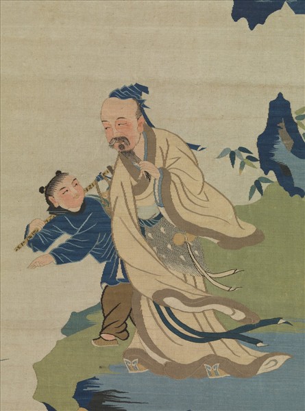 明緙絲竹杖化龍圖　軸