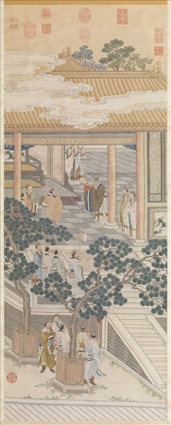 清緙絲武王受丹書圖　軸