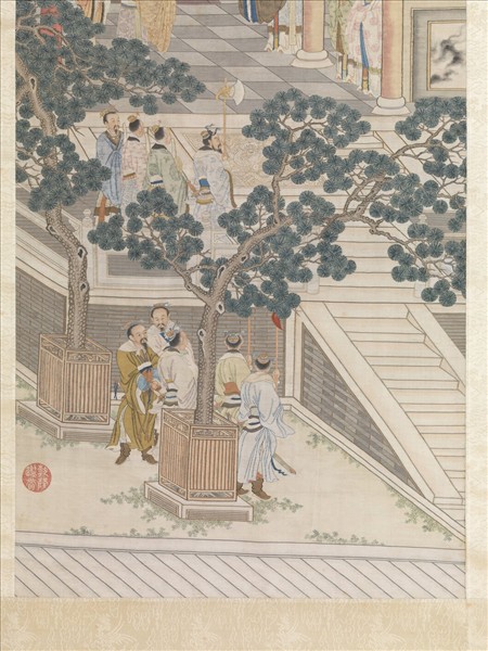 清緙絲武王受丹書圖　軸