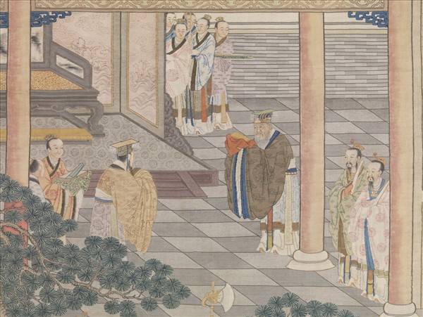 清緙絲武王受丹書圖　軸