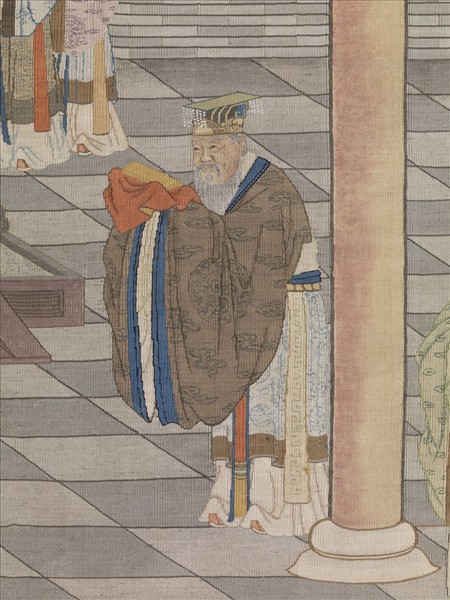 清緙絲武王受丹書圖　軸