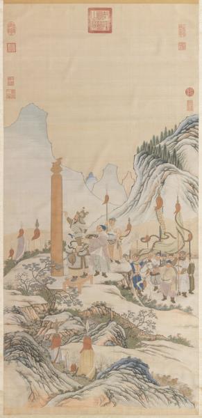 無名氏緙絲銅柱銘勳圖　軸