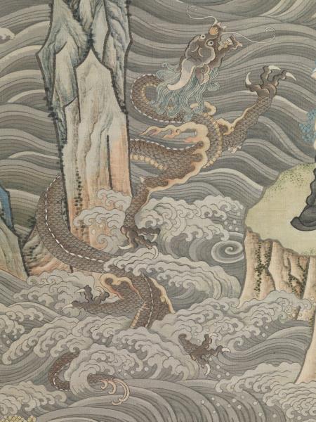 清緙絲周處擊蛟圖　軸