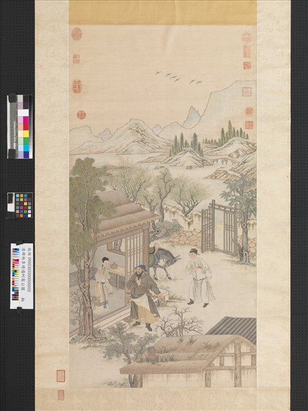 清緙絲李靖遇虯髯公圖　軸