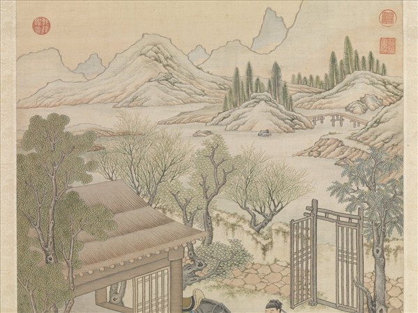 清緙絲李靖遇虯髯公圖　軸