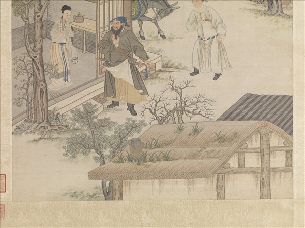 清緙絲李靖遇虯髯公圖　軸