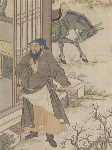 清緙絲李靖遇虯髯公圖　軸