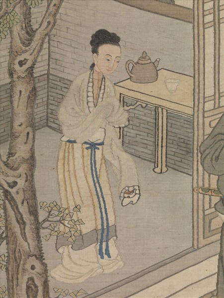 清緙絲李靖遇虯髯公圖　軸