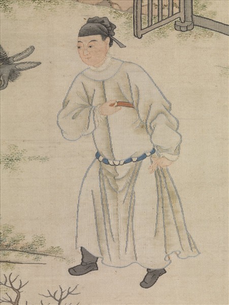 清緙絲李靖遇虯髯公圖　軸