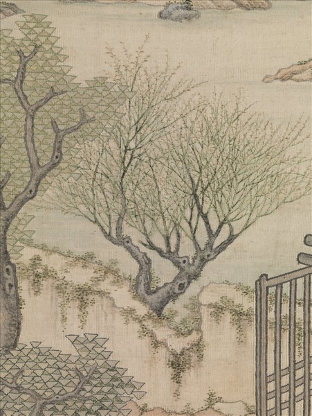 清緙絲李靖遇虯髯公圖　軸