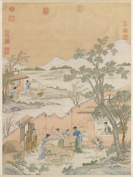 清緙絲場圃秋成圖　軸